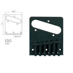   T-64-B Boston  bridge-tailpiece, Teaser, grooved saddles, flat plate, strings-in-bridge or through-body, black