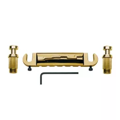   T-90-G Boston  bridge-tailpiece, G-model, with studs, fixed staggered saddles, gold