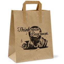   TLBL-01/50 private label  paper bag for campaign THINK LOCAL BUY LOCAL 22+12x29cm, 80gr brown craft paper