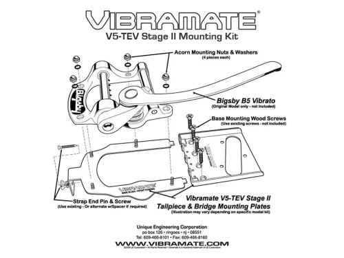 TP3747L01 Allparts  Vibramate® Bigsby® V5-TEV-2 left-handed for Telecaster®, nickel