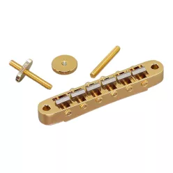   Ti-103B-GG Gotoh  bridge for e-guitar, "tune-o-matic"  thumbwheel spacing 74,0mm, titanium saddles, gold