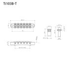 Ti-103B-T-N Gotoh  bridge for e-guitar, "tune-o-matic" stud spacing 74,0mm, titanium saddles, nickel