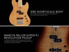 U5 A4/NT Sire Basses U Series Marcus Miller alder with flamed maple top 4- string short scale passive bass guitar natural