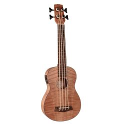   UKBB-310-E Korala Performer Series bass ukulele, all flamed okoume top, guitar machine heads, tuner and EQ