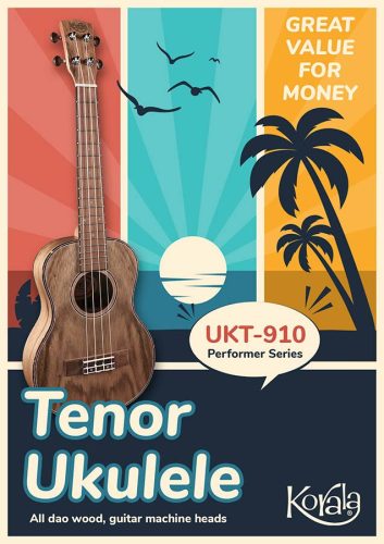 UKT-910 Korala Performer Series tenor ukulele, all dao wood, open guitar machine heads