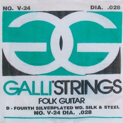   V-024 Galli Folk Guitar D-4 string acoustic, 028, silverplated wound on silk and steel, ball-end