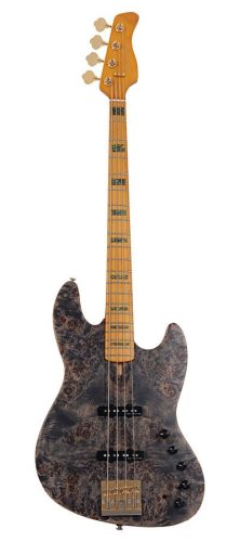 V10 4/TBKS Sire Basses V10 Series Marcus Miller swamp ash + poplar burl 4-string active bass guitar, transparent black satin, incl. gigbag