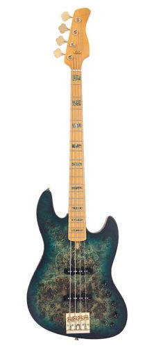 V10 4/TGRS Sire Basses V10 Series Marcus Miller swamp ash + poplar burl 4-string active bass guitar, transparent green satin, incl. gigbag