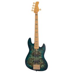   V10 5/TGRS Sire Basses V10 Series Marcus Miller swamp ash + poplar burl 5-string active bass guitar, transparent green satin, incl. gigbag