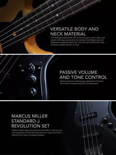 V3P 4/SNB Sire Basses V3-Passive Series Marcus Miller 4-string passive bass guitar sonic blue