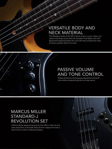 V3P 5/BKS Sire Basses V3-Passive Series Marcus Miller 5-string passive bass guitar satin black