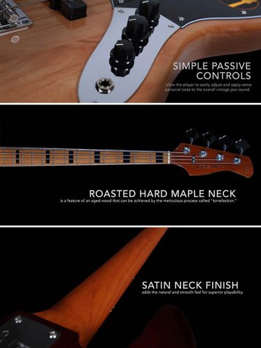 V5 A4L/VWH Sire Basses V5 Series Marcus Miller lefty alder 4-string passive bass guitar vintage white