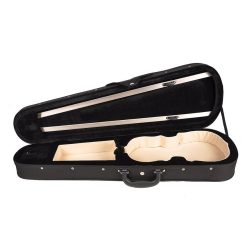   VC-1312-BK Leonardo Elementary series violin case 1/2, shaped, 2 straps, black, black plush interior, YKK zipper