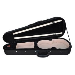   VC-1314-BK Leonardo Elementary series violin case 1/4, shaped, 2 straps, black, black plush interior, YKK zipper