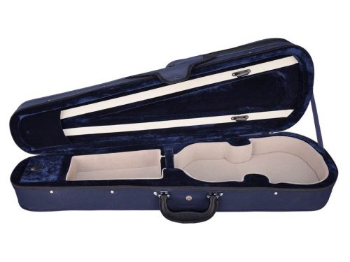 VC-1314-BU Leonardo Elementary series violin case 1/4, shaped, 2 straps, blue, blue plush interior, YKK zipper