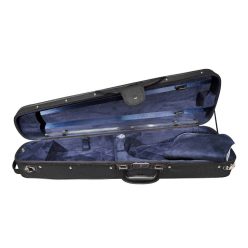   VC-1412-BU Leonardo Student series wooden violin case 1/2, shaped, 2 straps, black, blue suede fabric interior