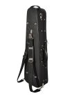 VC-1412-BU Leonardo Student series wooden violin case 1/2, shaped, 2 straps, black, blue suede fabric interior