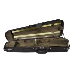   VC-1444-BG Leonardo Student series wooden violin case 4/4, shaped, 2 straps, black, green suede fabric interior