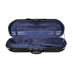   VC-1844-BU Leonardo Student series violin case 4/4, D-shape, 2 straps, black, blue suede fabric interior