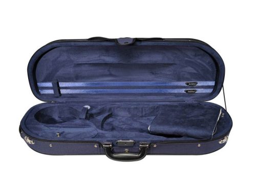 VC-1844-UU Leonardo Student series violin case 4/4, D-shape, 2 straps, blue, blue suede fabric interior