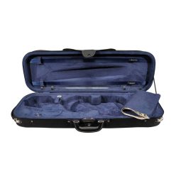   VC-45-BU Leonardo Student series violin case 4/4, oblong, styrofoam, 2 straps, black, blue suede fabric interior