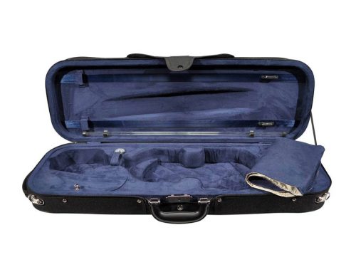 VC-45-BU Leonardo Student series violin case 4/4, oblong, styrofoam, 2 straps, black, blue suede fabric interior