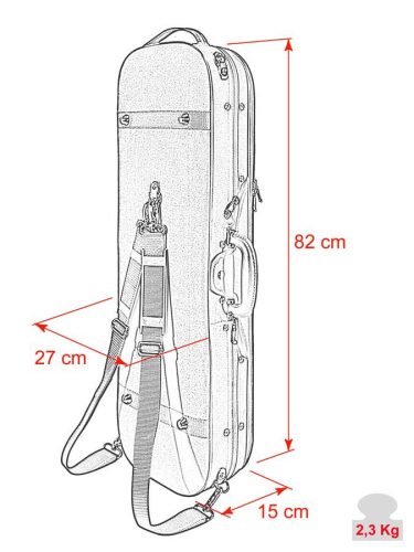 VC-45-BU Leonardo Student series violin case 4/4, oblong, styrofoam, 2 straps, black, blue suede fabric interior