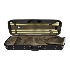   VC-47-BG Leonardo Pro series violin case 4/4, oblong, wood, 2 straps, black, green suede fabric interior