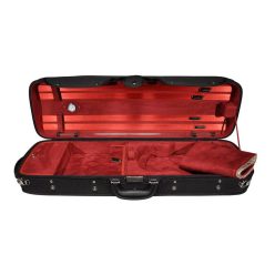   VC-47-BR Leonardo Pro series violin case 4/4, oblong, wood, 2 straps, black, red suede fabric interior