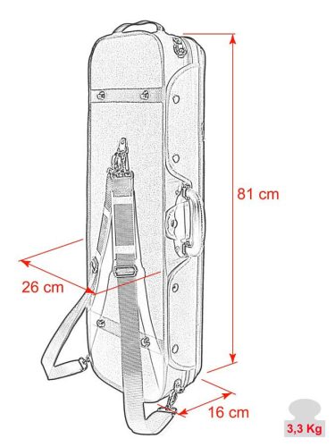VC-47-BR Leonardo Pro series violin case 4/4, oblong, wood, 2 straps, black, red suede fabric interior