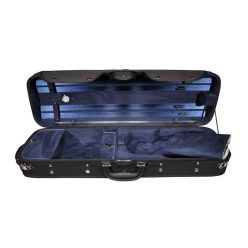   VC-47-BU Leonardo Pro series violin case 4/4, oblong, wood, 2 straps, black, blue suede fabric interior