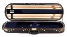 VC-LUX-BU Leonardo Lux series violin case 4/4, round oblong, wood, black, navy plush & silk interior, humidifier, accesory pocket