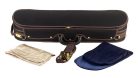 VC-LUX-BU Leonardo Lux series violin case 4/4, round oblong, wood, black, navy plush & silk interior, humidifier, accesory pocket