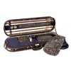 VC-LUX-EL Leonardo Lux series violin case 4/4, round oblong, wood, black, navy plush & silk interior, humidifier, accesory pocket