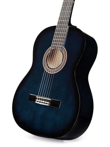 Valencia VC104BUS Klasszikus Gitár, 100-as Sorozat, Hársfa Test, Juhar Fogólap, Kék Sunburst