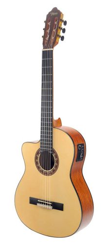 VC304CEL Valencia Series 300 classic guitar left handed 4/4, sitka spruce & mahogany, preamp and cutaway, natural satin