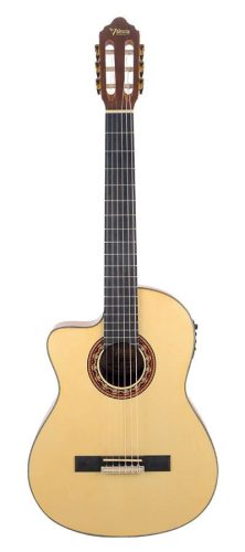 Valencia VC304CEL - Linkshänder Klassische Gitarre Serie 300 4/4, Sitka-Fichte & Mahagoni, Mit Preamp und Cutaway, Natural Satin