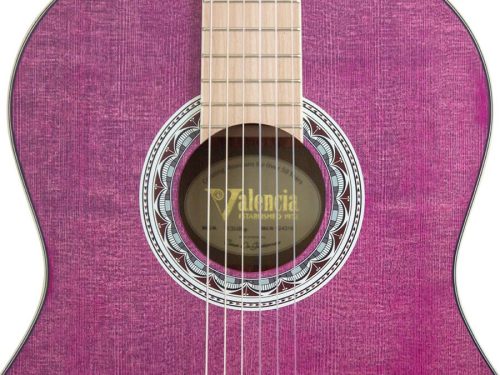 Valencia VC354HPP - Класическа китара Серия 300 4/4 с хибриден гриф, Смърч Sitka и Махагон, Лилава