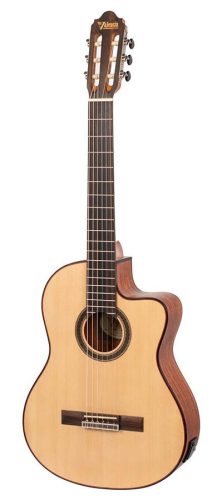 Valencia VC704CE - Klassische Gitarre Serie 700 4/4, Massive Sitka-Fichte & Mahagoni, Mit Preamp und Cutaway, Natural