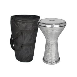   VDE-3024 Vatan  cast aluminum goblet drum, engraved Egyptian model, 22cm diameter, 44cm high, silverplated