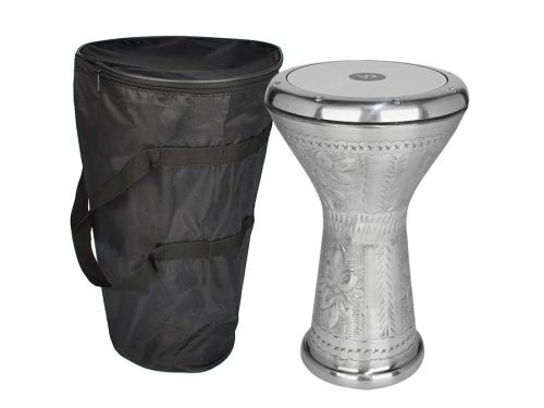 VDE-3024 Vatan  cast aluminum goblet drum, engraved Egyptian model, 22cm diameter, 44cm high, silverplated