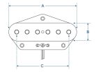 VTE-52-B Boston Vintage single coil pickup, Alnico 5 rods, black fibre bobbin, waxed formvar wire, 9.0K bridge