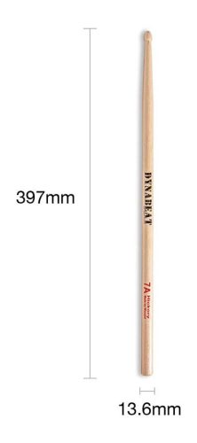 W-DB7A Wincent Dynabeat Series pair of hickory drumsticks 7A, 395 x 13.6mm (second quality)