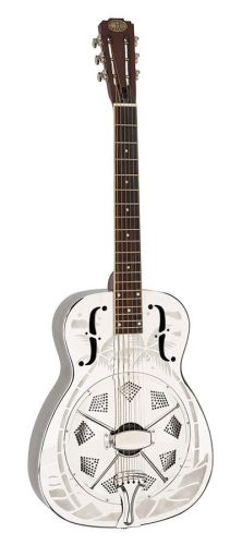 WE14/NI Royall Single Cone 14 fret resonator WEST END, bell brass body etched nickel finish, with softcase