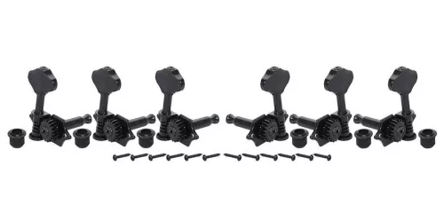 WJ-28N/BK Wilkinson  machine heads for guitar, open geared, 3x left+3x right, black, ratio 1:19