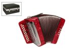 XG-08-BCR private label  accordion 8 bass, 2 rows, B-C, diatonic, flat panel, case and straps, red