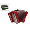 XG-08-BCR private label  accordion 8 bass, 2 rows, B-C, diatonic, flat panel, case and straps, red