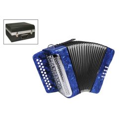   XG-08-BCU private label  accordion 8 bass, 2 rows, B-C, diatonic, flat panel, case and straps, blue