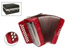 XG-08S-BCR private label  accordion 8 bass, 2 rows, B-C, diatonic, stepped panel, red, case and straps