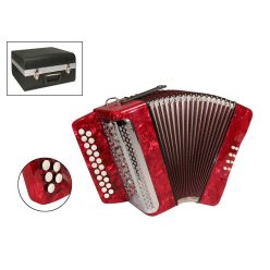   XG-08S-BCR private label  accordion 8 bass, 2 rows, B-C, diatonic, stepped panel, red, case and straps